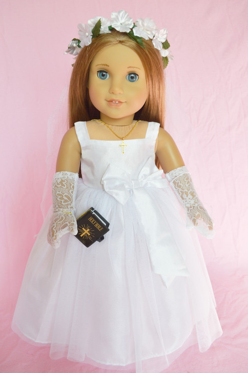 Communion Gown with Green Floral Wreath