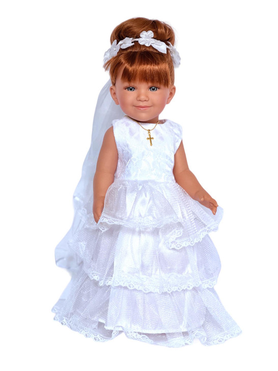18 Inch Doll Communion- Lace Edge Communion Gown Fits 18 Inch Dolls