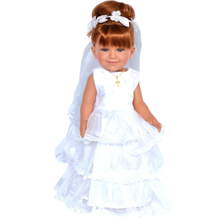 18 Inch Doll Communion- Lace Edge Communion Gown Fits 18 Inch Dolls