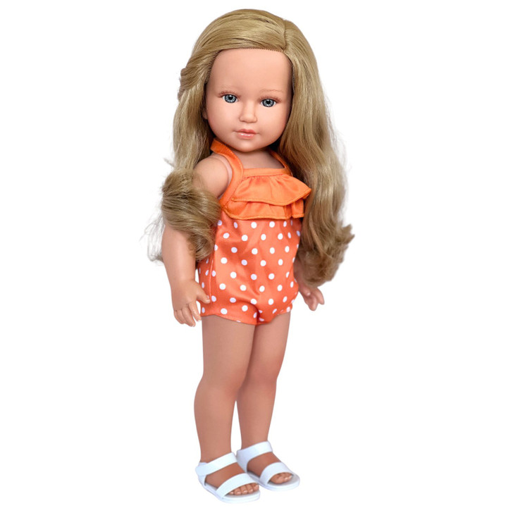 18 Inch Doll Swimsuit – Orange Polka Dot Ruffle One-Piece | Fits 18" Dolls | My Brittany’s