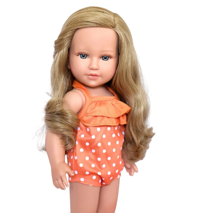 18 Inch Doll Swimsuit – Orange Polka Dot Ruffle One-Piece | Fits 18" Dolls | My Brittany’s