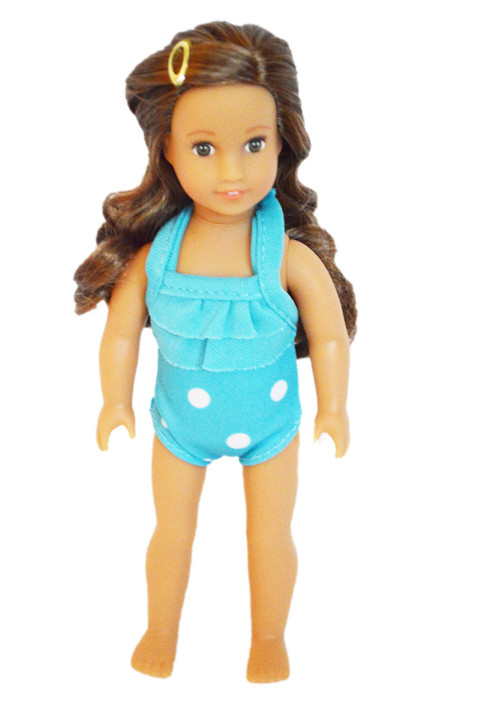 Mini Cyan Blue Swimsuit for American Girl 6 Inch Dolls