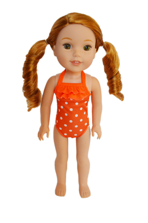 Orange Polka Dot Swimsuit for Wellie Wishers