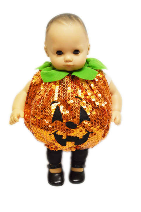 Sequin Halloween Pumpkin Outfit For Bitty Baby