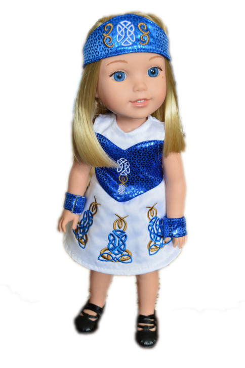 My Brittany's Blue Irish Gown for Wellie Wisher Dolls