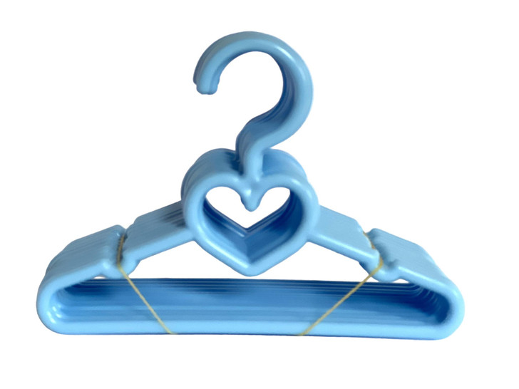 7 PC Blue Heart Hangers Fits 12-14 Doll Clothes
