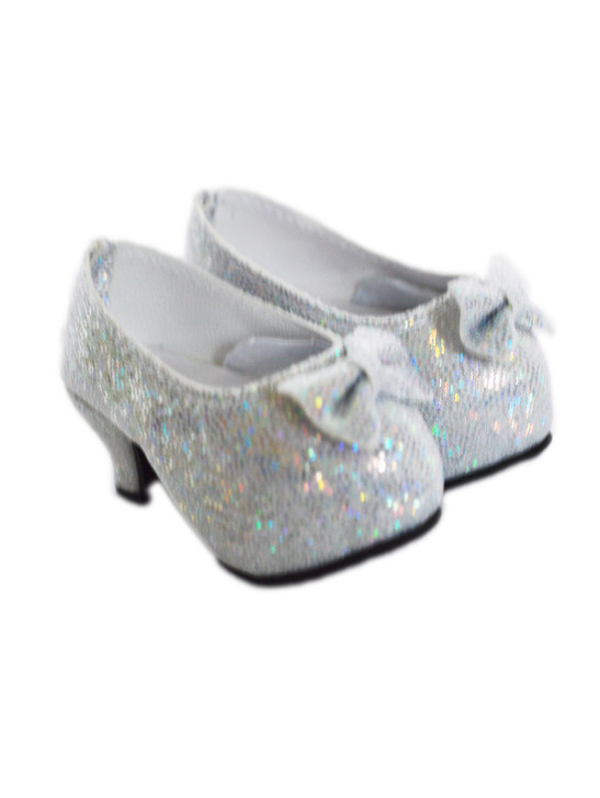 My Brittany's Silver Bow High Heels for Wellie Wisher Dolls