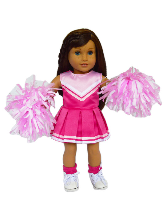 18 Inch Doll Cheerleader Outfit Pink – Premium Cheer Set Fits Kennedy and Friends Dolls