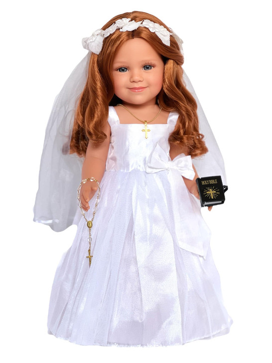 18 Inch Doll Communion Gown- Divine Elegance Communion Gown: Graceful Attire for 18-Inch Fashion Dolls