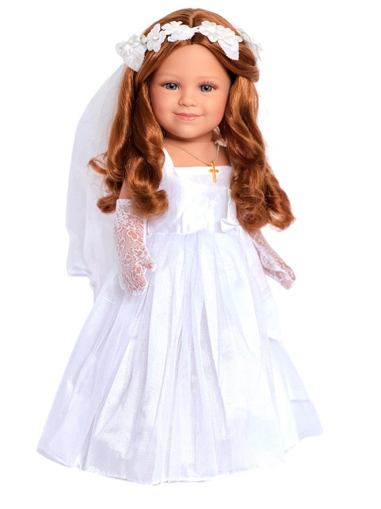 18 Inch Doll Communion Gown- Divine Elegance Communion Gown: Graceful Attire for 18-Inch Fashion Dolls