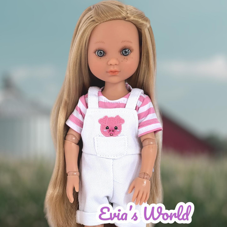 14 Inch Doll Clothes- Piggy Overall Set