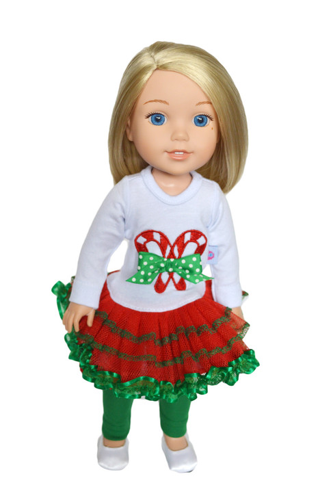 My Brittany's Candy Cane Lane Outfit for Wellie Wisher Dolls