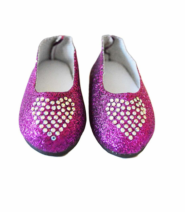 My Brittany's Purple Heart Shoes Compatible with Wellie Wisher Dolls and Glitter Girl Dolls