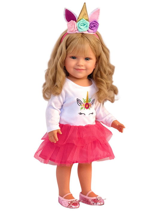 18 Inch Doll Clothes- Pink Unicorn Dress with Headband