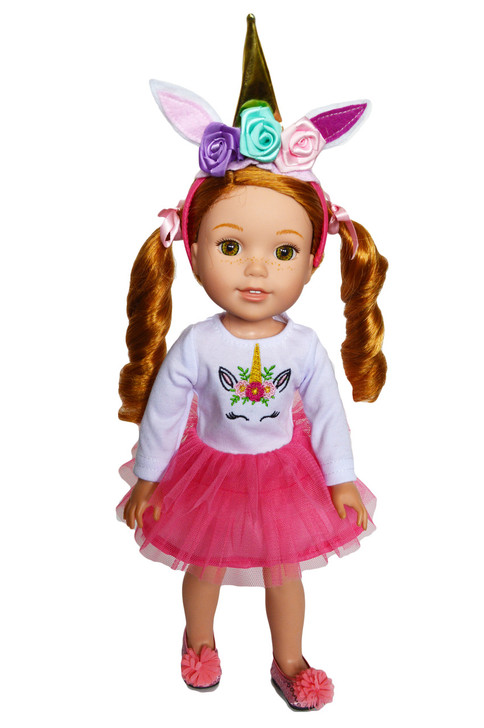 My Brittany's Pink Unicorn Outfit for Wellie Wisher Dolls, Glitter Girl Dolls and Hearts for Hearts Dolls