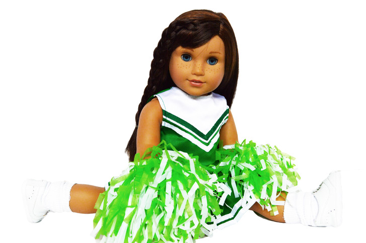 18 Inch Doll Cheerleader Outfit Green – Premium Cheer Set Fits Kennedy and Friends Dolls