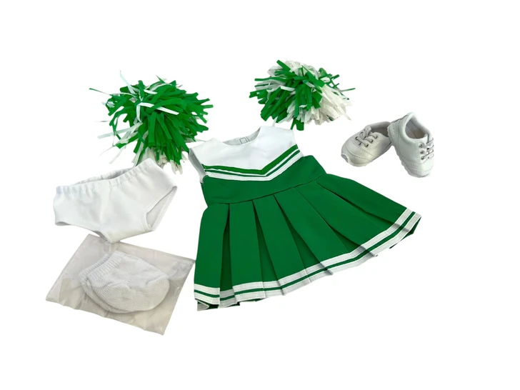 18 Inch Doll Cheerleader Outfit Green – Premium Cheer Set Fits Kennedy and Friends Dolls