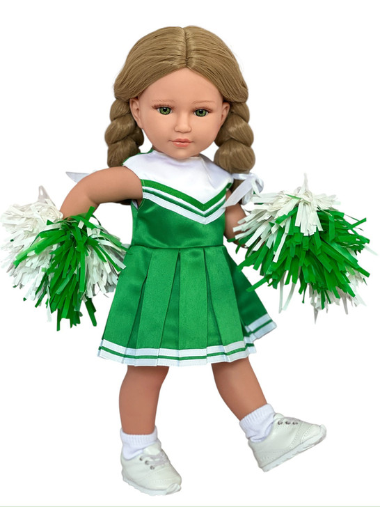 18 inch doll green cheerleader