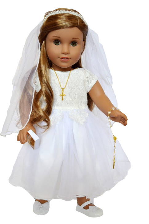 2021 Lace Top Communion Gown Allegra with Accessories Fits 18" Dolls