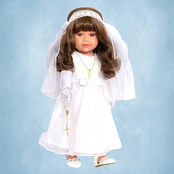 Handmade 18 Inch Doll First Communion Gown Set – Dress, Veil, Rosary, Bible, Cross Necklace, Tights & Shoes | My Brittany’s®- FREE SHIPPING
