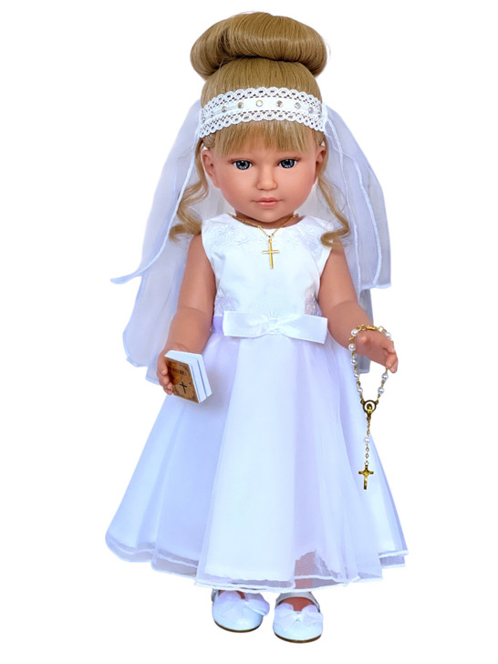 Handmade 18 Inch Doll First Communion Gown Set – Dress, Veil, Rosary, Bible, Cross Necklace, Tights & Shoes | My Brittany’s®- FREE SHIPPING