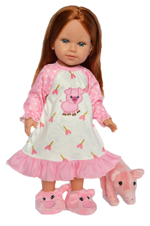 My Brittany's Little Piggy Nightgown/Slippers/Mini Pig Fits Ann Lauren Dolls and American Girl Dolls- 18 Inch Doll Clothes