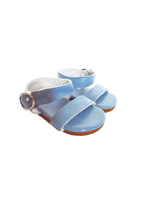 Fusion sandal in light blue leather with wedge and rhinestones