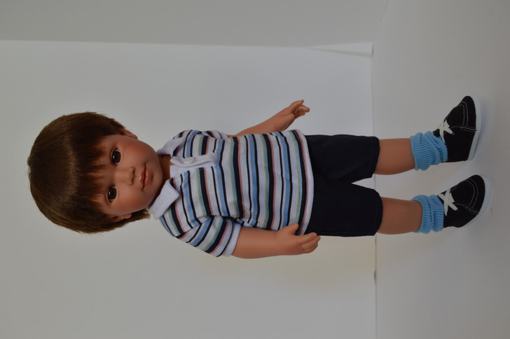  Blue Polo Striped Shirt and Shorts Set- Includes Shoes and Socks
