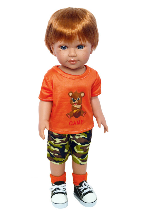 Camp Honey Bear Shorts Set fits 18 Inch Dolls- 18 Inch Doll Clothes