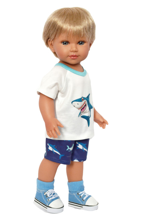 Ocean Sharks Short Set Fits 18 Inch Dolls-18 Inch Doll Clothes