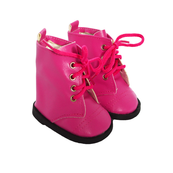 18 Inch Doll Boots- Modern Pink Tie Boots