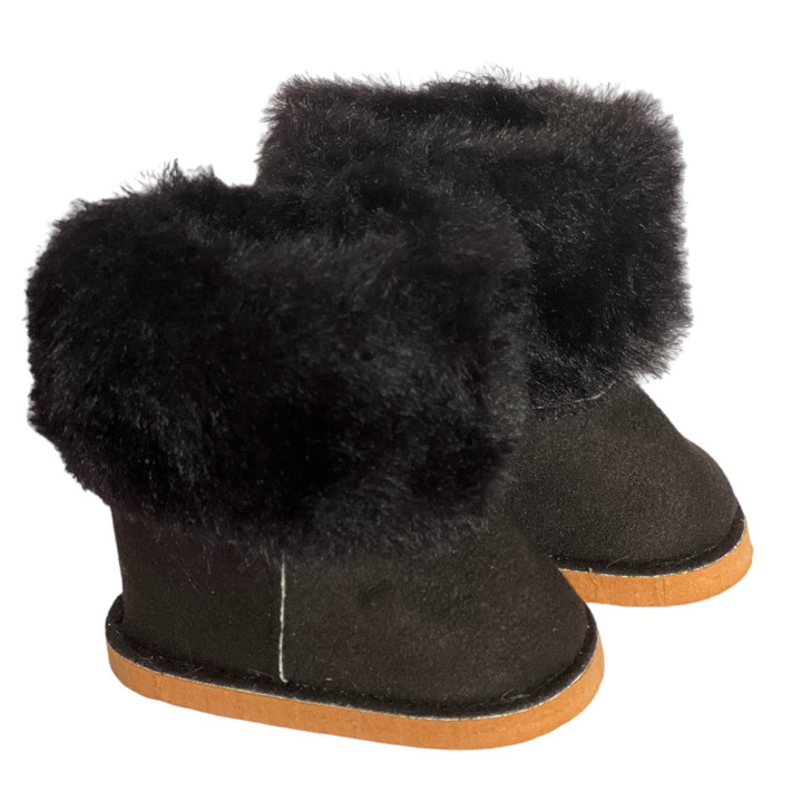 18 Inch Doll Boots- Black Fur