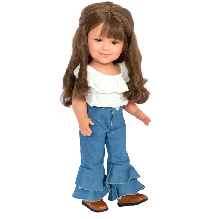 18 Inch Doll Clothes- Denim Jeans Set with Matching White Top