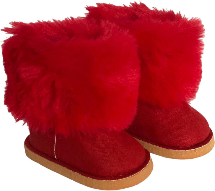 18 Inch Doll Boots- Red Fur Boots