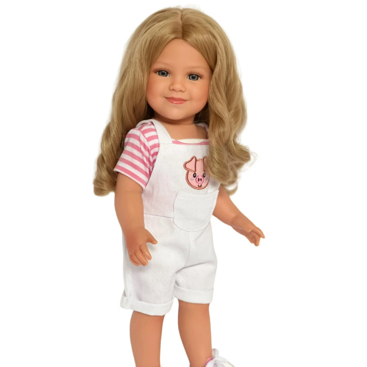 Piggy Overalls with Pink Striped Shirt – Fits 18-Inch Dolls | Kennedy and Friends Dolls