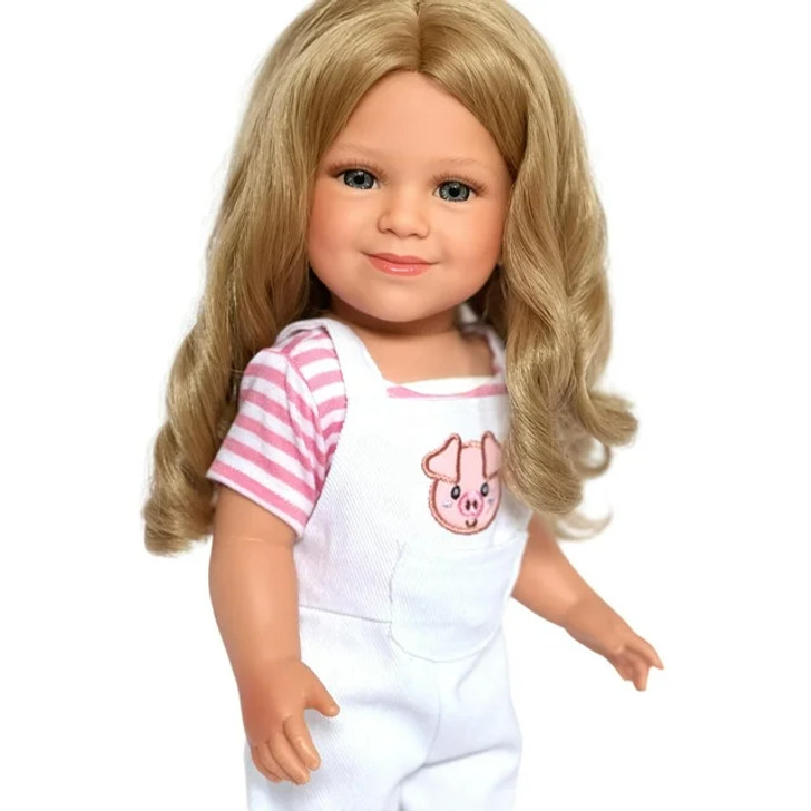 Piggy Overalls with Pink Striped Shirt – Fits 18-Inch Dolls | Kennedy and Friends Dolls