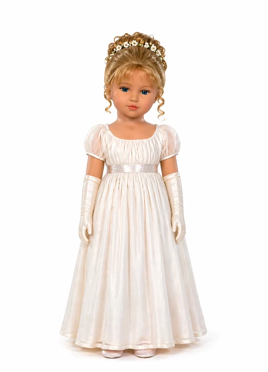 18 Inch Doll Jane Inspired Regency Ivory Gown with Gloves & Floral Headpiece – Elegant Formal Dress | My Brittany’s