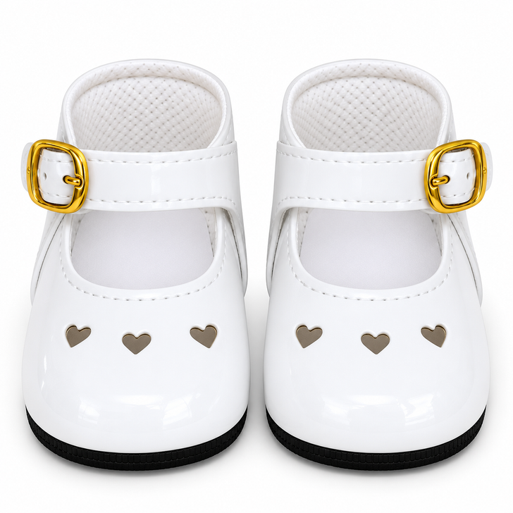 My Brittany's White Heart Mary Jane Shoes for 18 Inch Dolls – Classic Patent Dress Shoes with Buckle Strap - My Brittany's