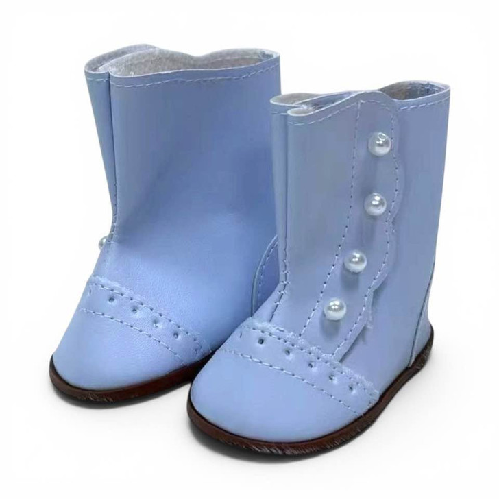 My Brittany’s Light Blue Victorian Doll Boots – Elegant Pearl Button Historical Boots for 18 Inch Dolls