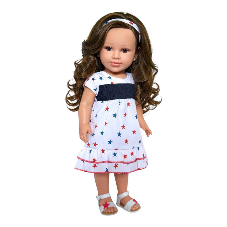 My Brittany's® Patriotic Stars Dress Outfit for 18 Inch Dolls | Includes Star Sandals & Matching Headband