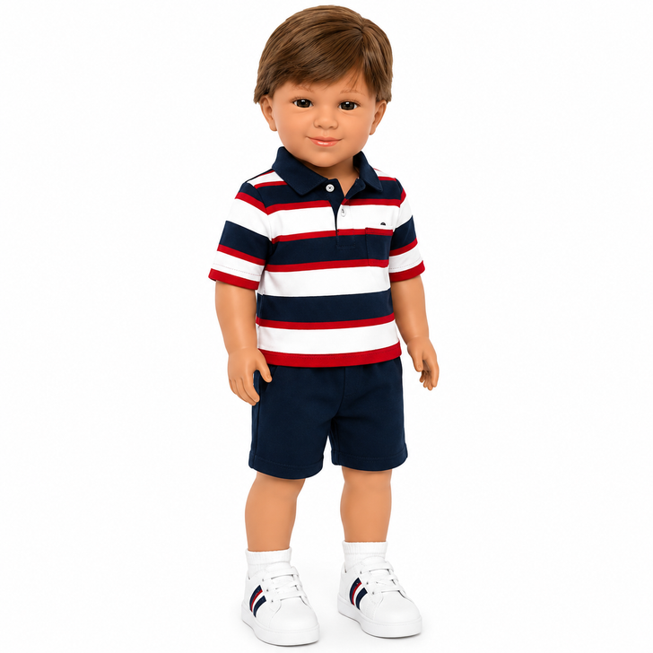 My Brittany's® Classic Striped Polo & Shorts Outfit for 18 Inch Dolls