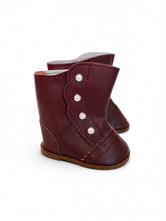 Cranberry Victorian Button Boots for 18 Inch Dolls