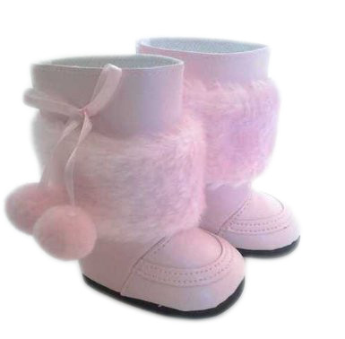 Pink Fur Pom Pom Winter Boots for 18 Inch Dolls | Fits Kennedy and Friends®, American Girl®, My Life As®, Our Generation®