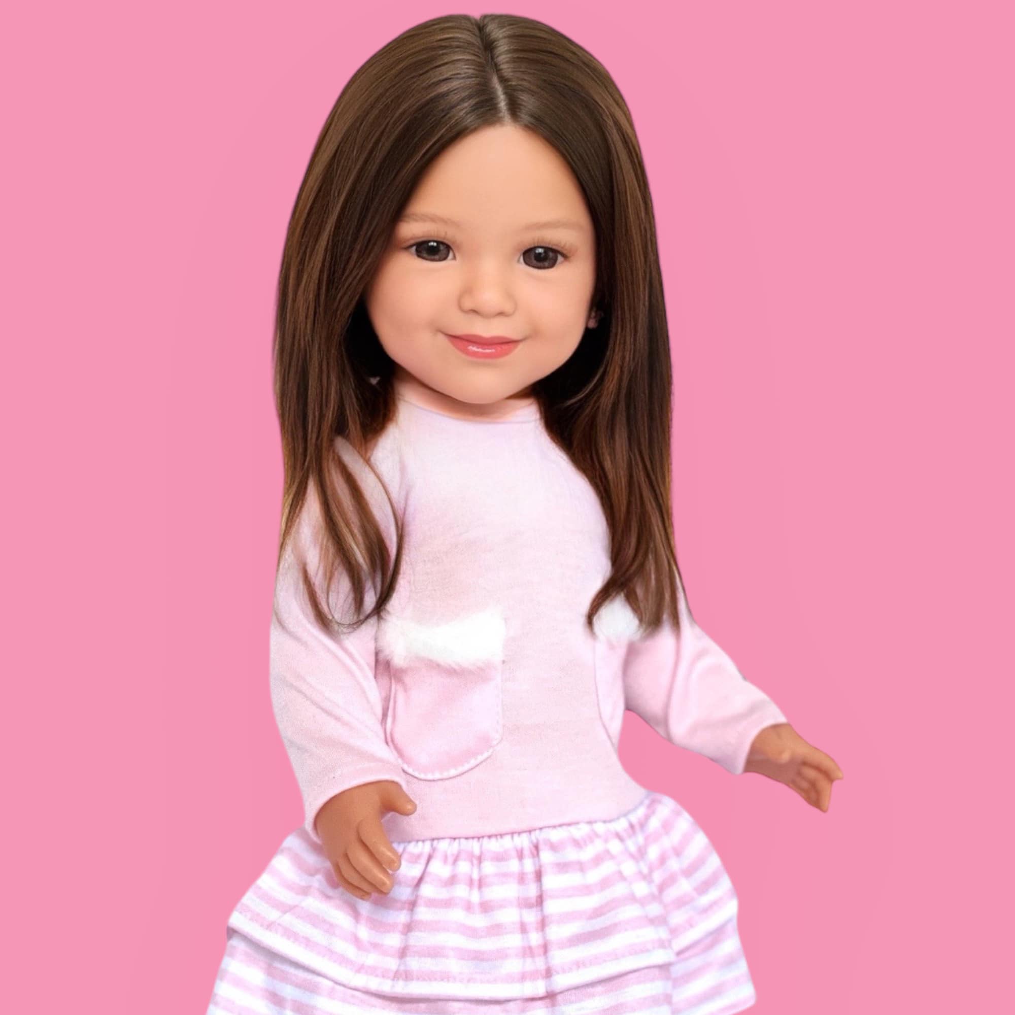 american fashion world pink cheerleader uniform with shoes and accessories  6pcs outfit for 18-inch dolls, premium quality & trendy design