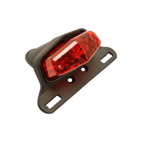 Lucas Style Tail Light With Bracket - Black - front side view
