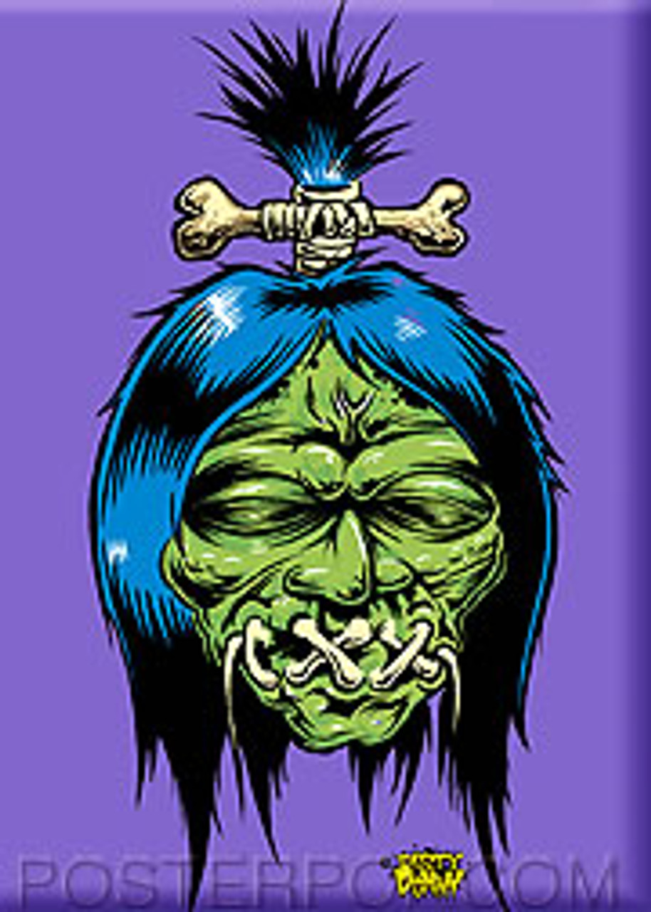 Green Voodoo Shrunken Head - Pin Pinback Badge - Hot Rod Tattoo Art | eBay