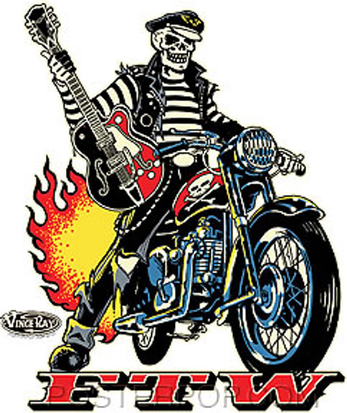 Vince Ray Biker FTW Sticker Image