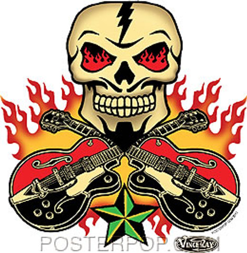 Vince Ray Skull n Guitars Sticker Image