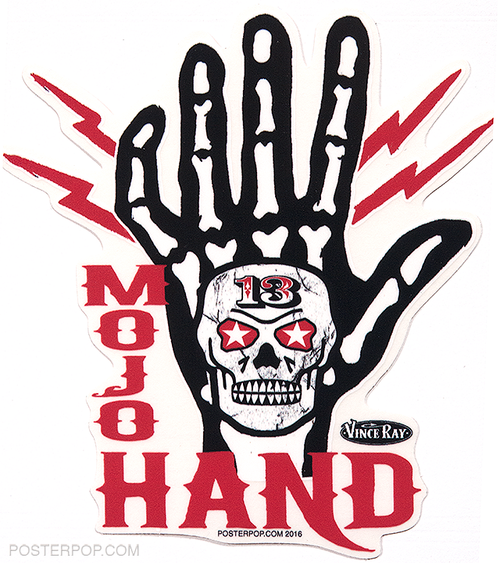 Vince Ray Mojo Bone Hand Die Cut Poster Pop Sticker