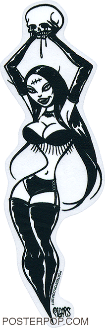 Artist Eric Pigors Go Go Ghoul Sticker, Pinup, Bikini, Ink, Ball